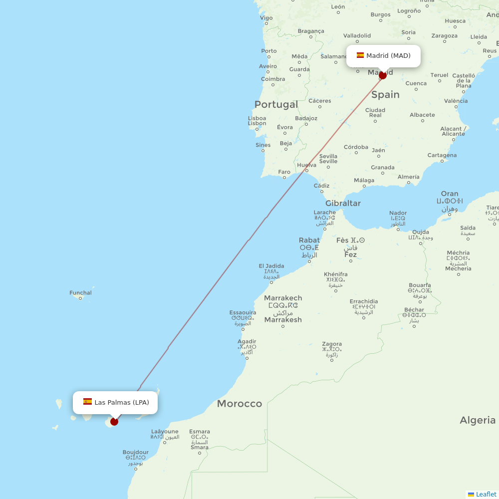 Iberia Express at LPA route map