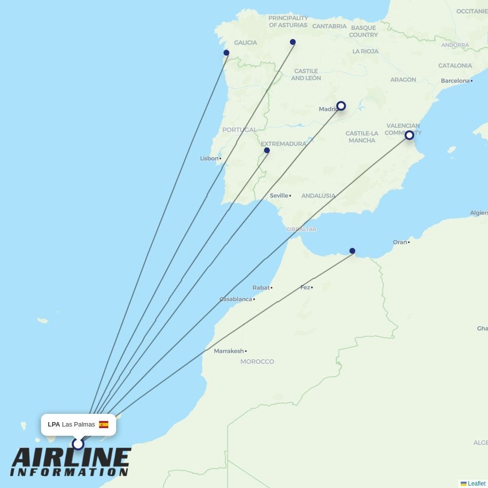 Iberia routes from LPA