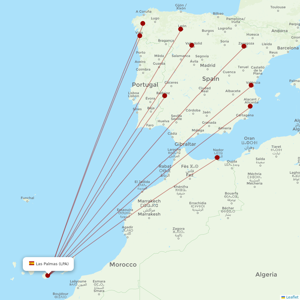 Iberia at LPA route map