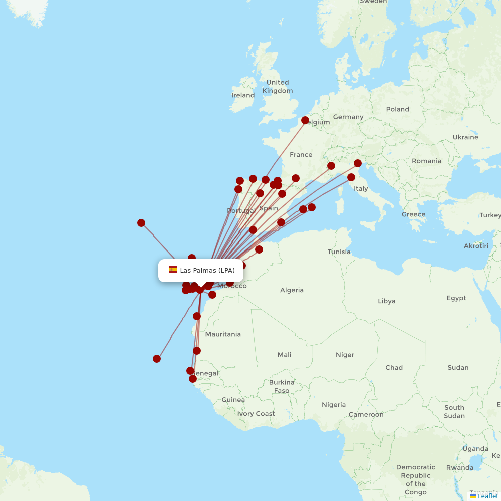 Binter Canarias at LPA route map