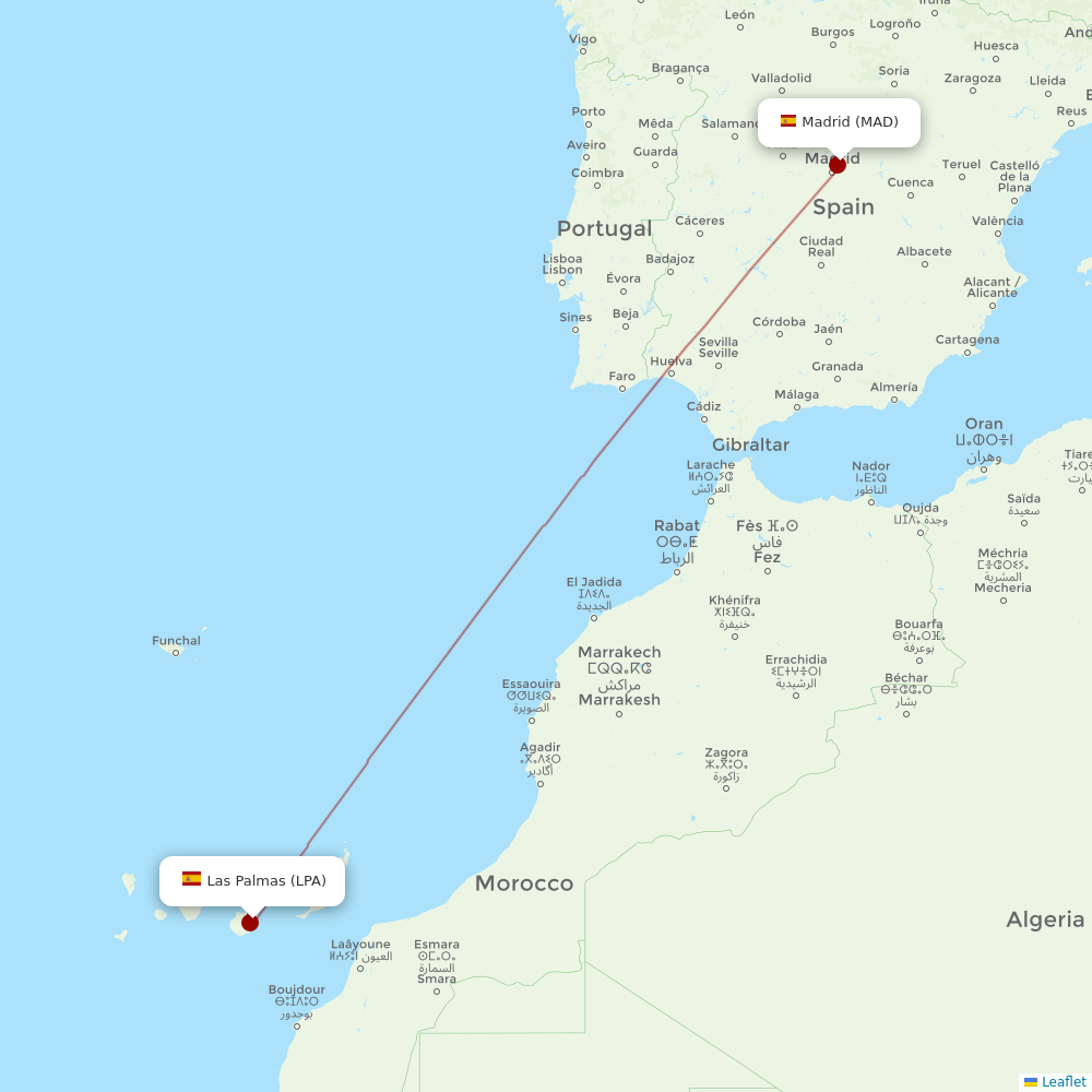 Air Europa at LPA route map