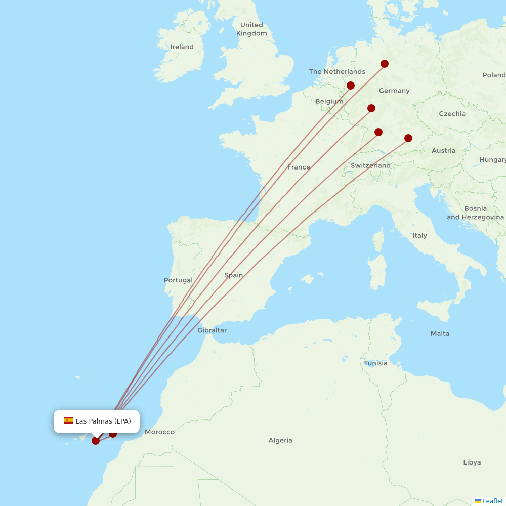 TUIfly at LPA route map