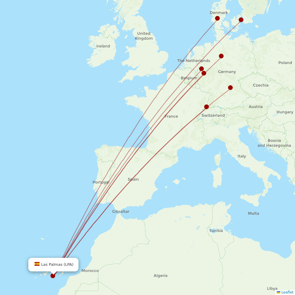 Corendon Airlines Europe at LPA route map