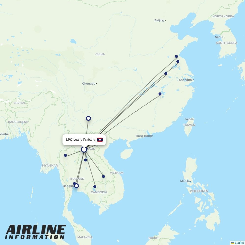 Lao Airlines routes from LPQ