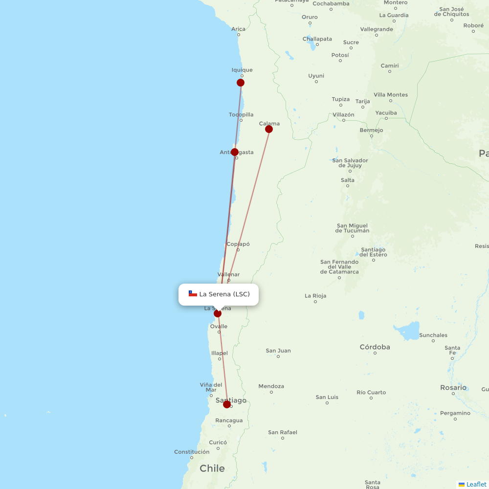 Sky Airline at LSC route map