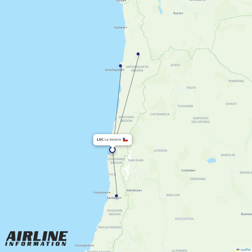 LATAM routes from LSC