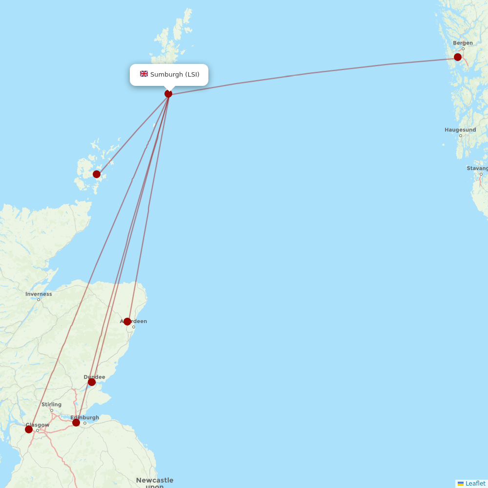 Loganair at LSI route map