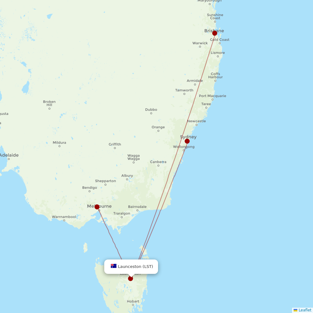 Jetstar at LST route map