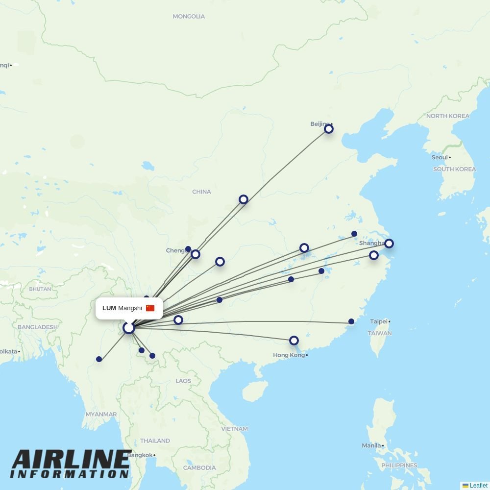 Ruili Airlines routes from LUM