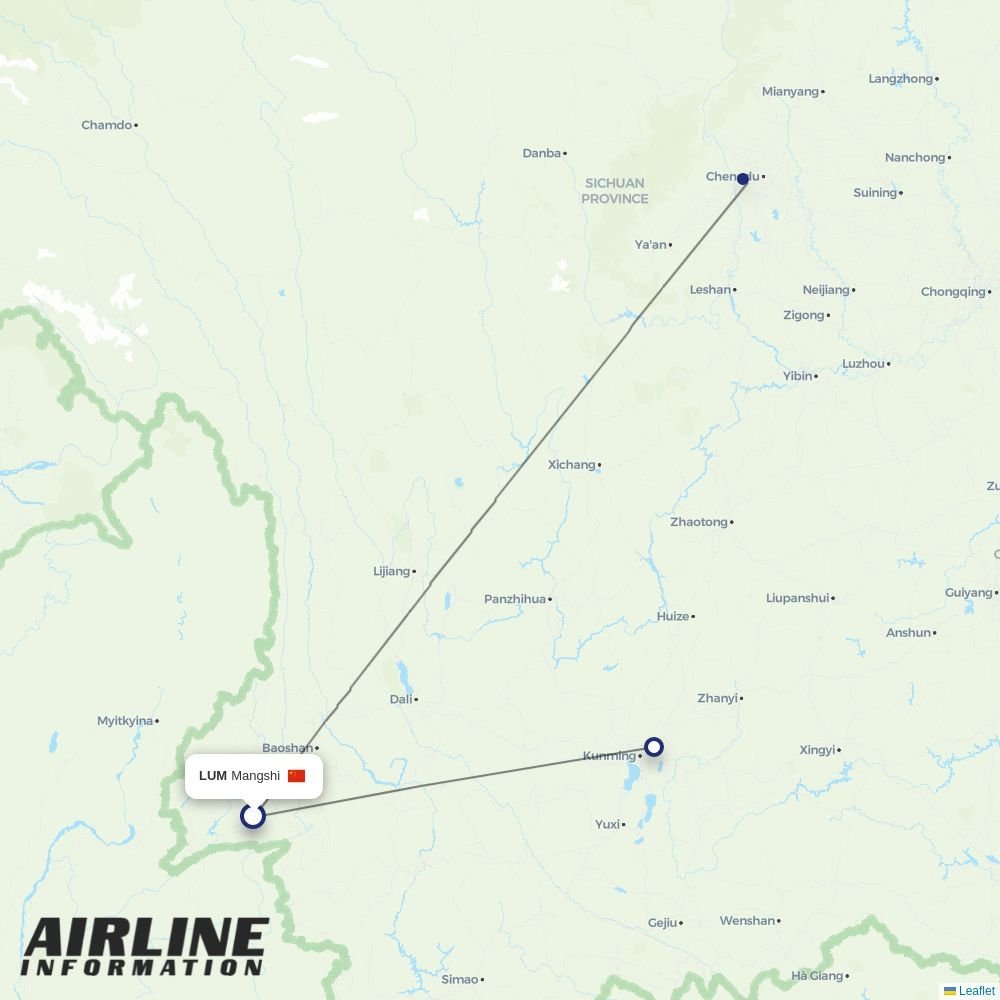 Tibet Airlines routes from LUM