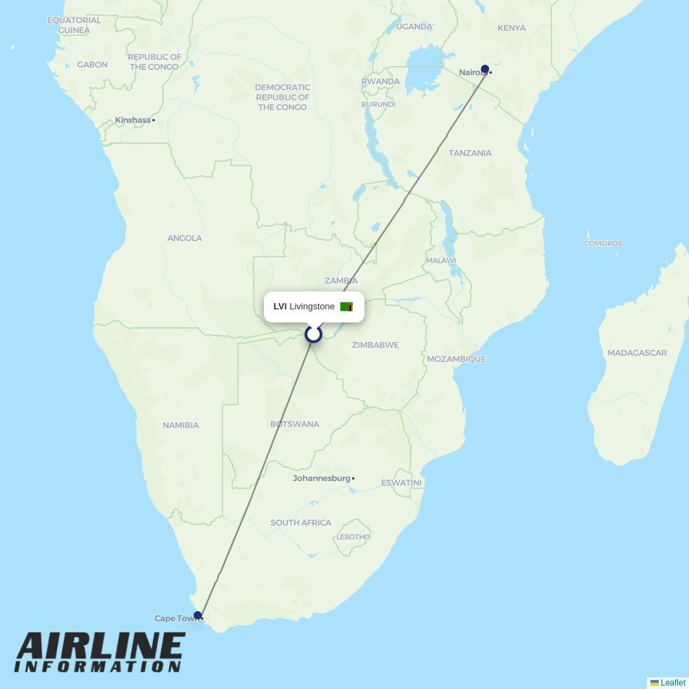 Kenya Airways routes from LVI