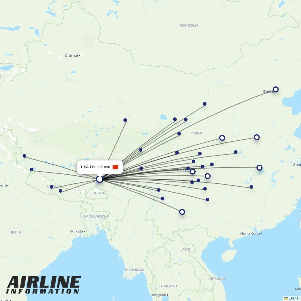 Chengdu Airlines routes from LXA