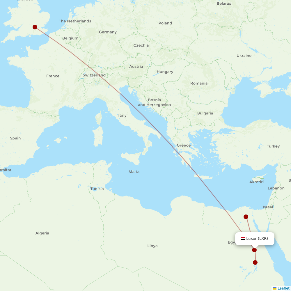 EgyptAir at LXR route map