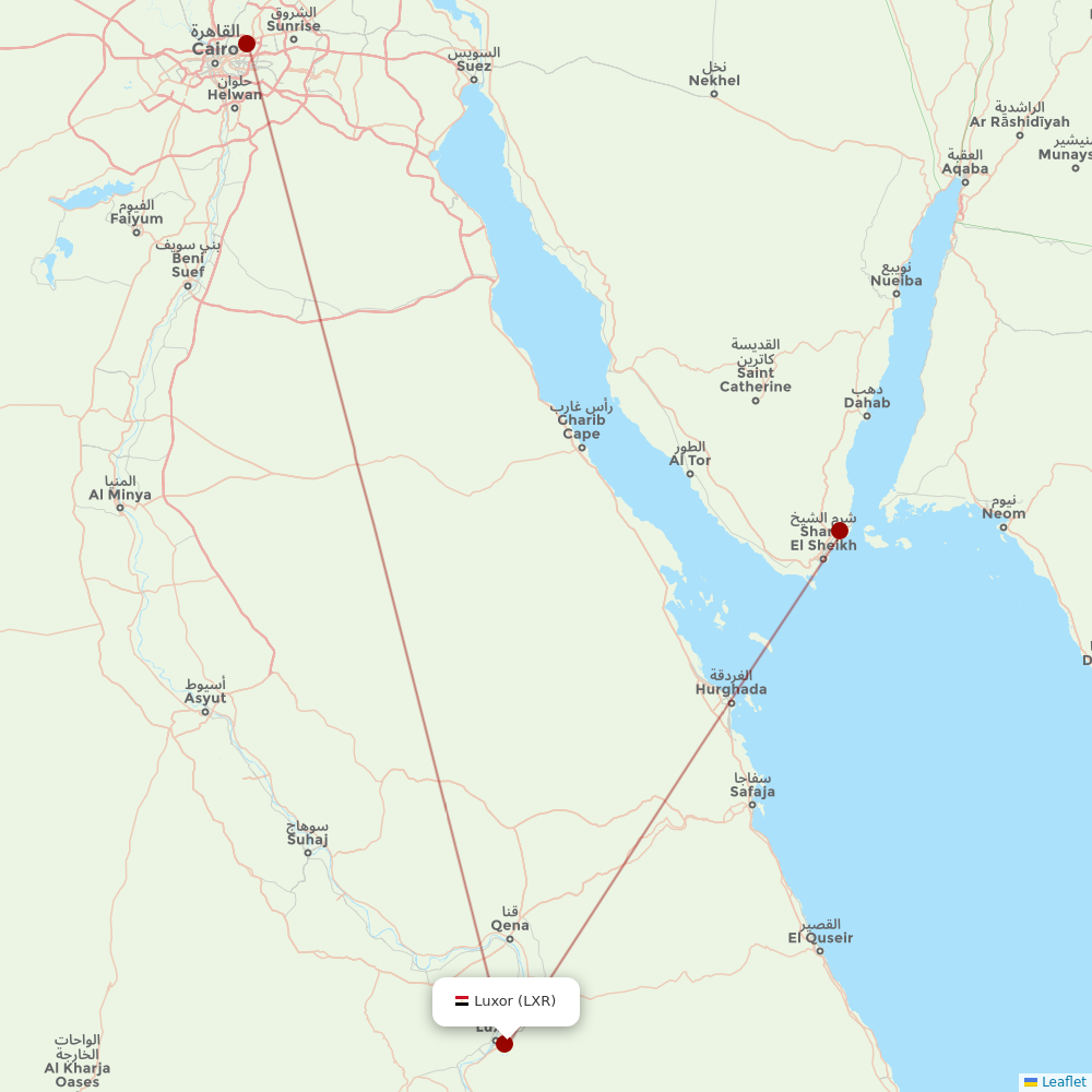 Nile Air at LXR route map