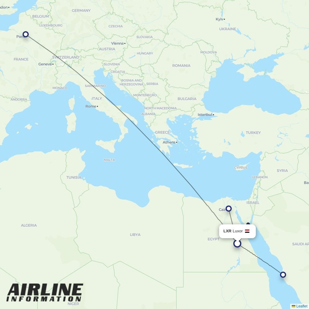 Air Cairo routes from LXR