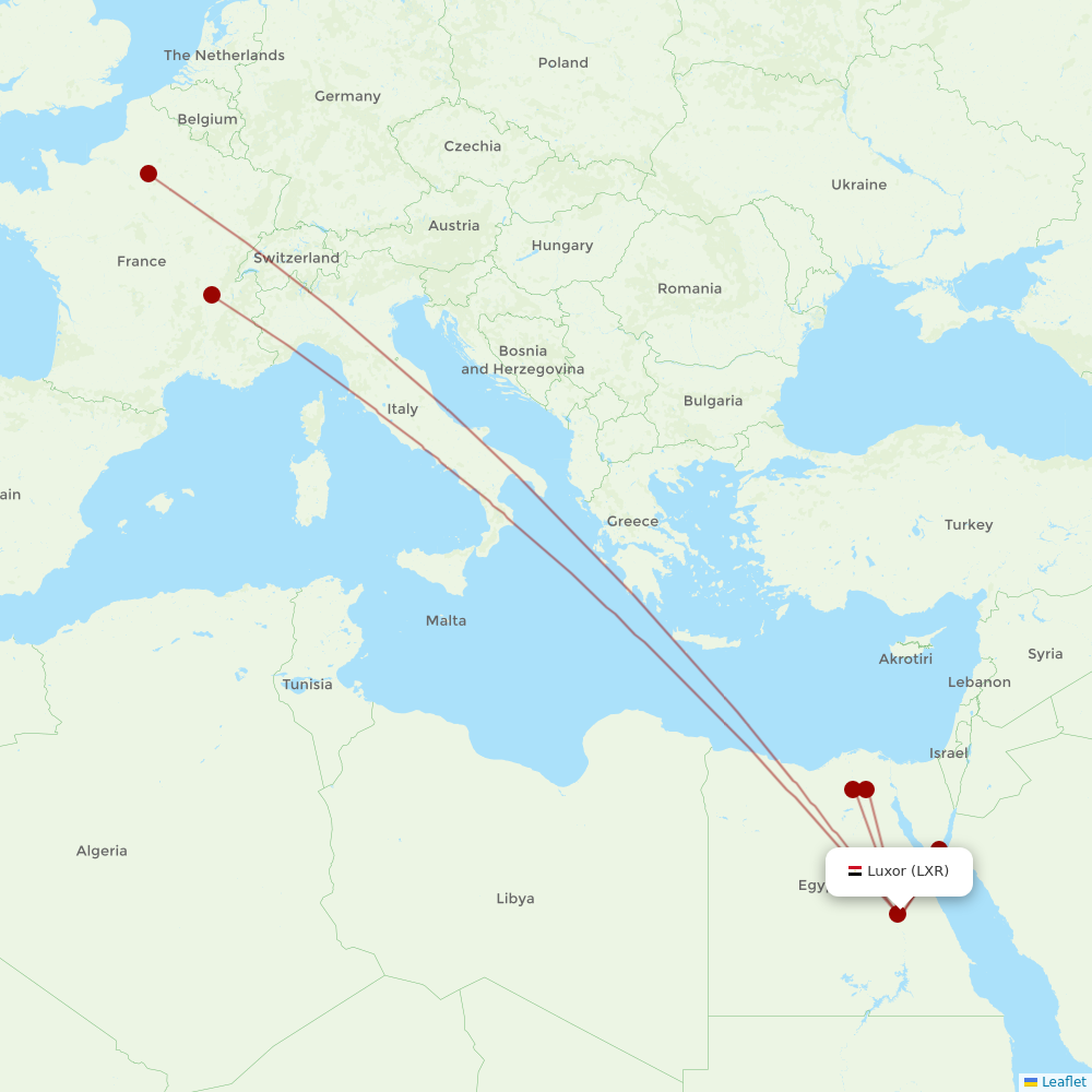 Air Cairo at LXR route map