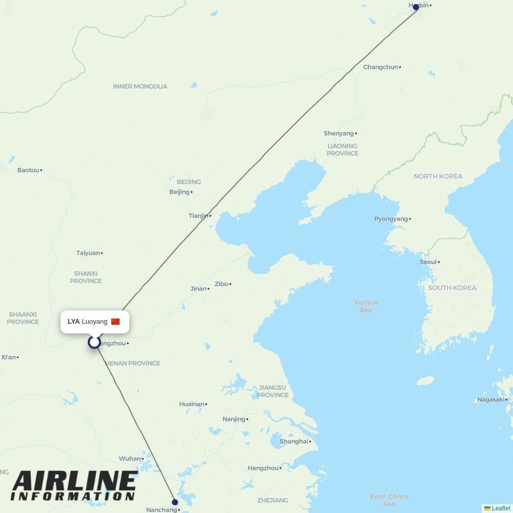 Jiangxi Airlines routes from LYA