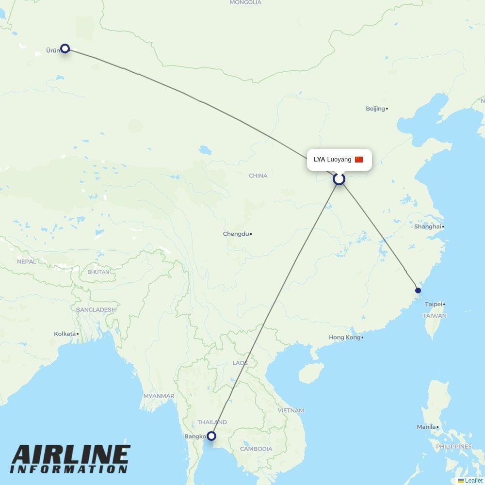 Urumqi Airlines routes from LYA
