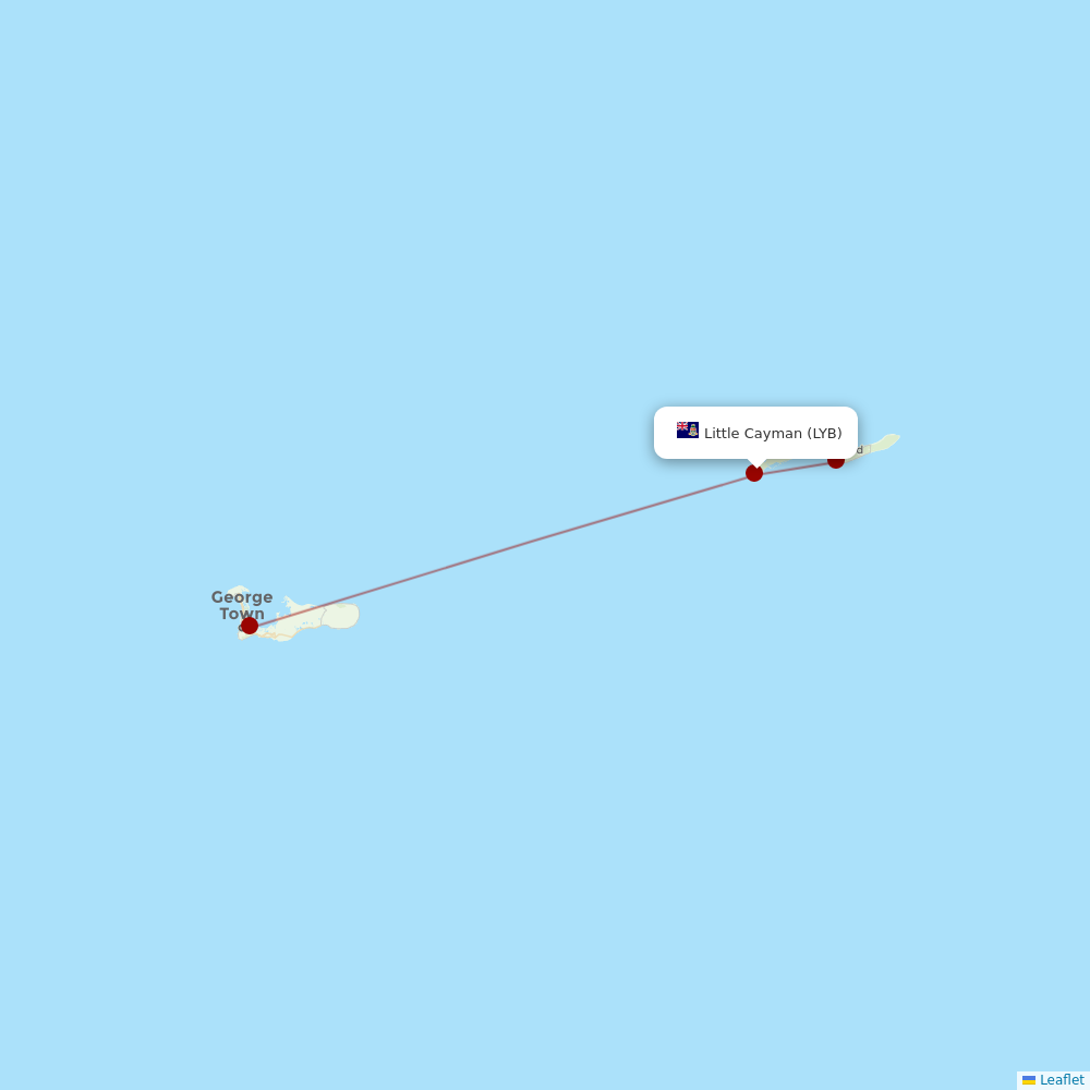 Cayman Airways at LYB route map