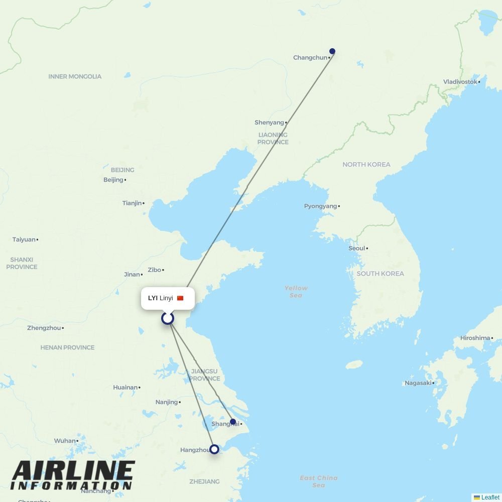 China Eastern routes from LYI