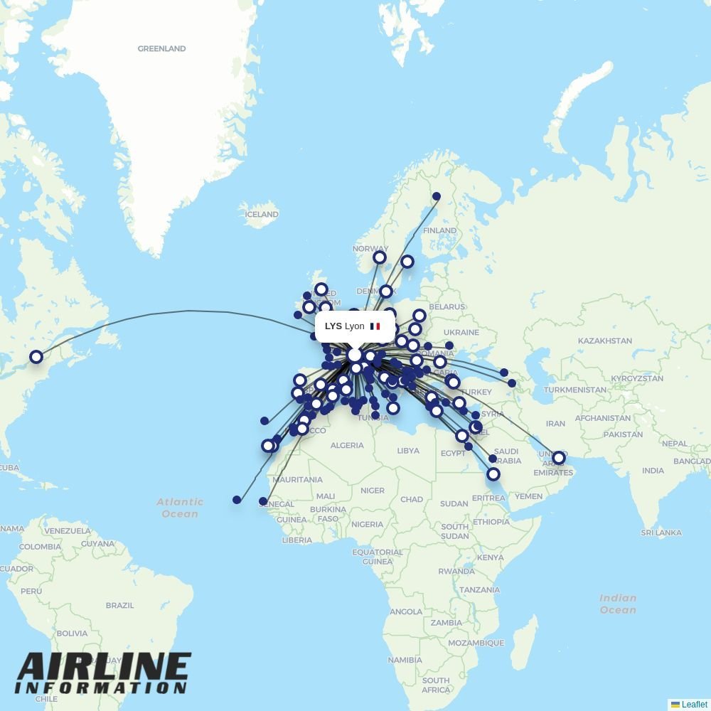 Royal Air Maroc routes from LYS