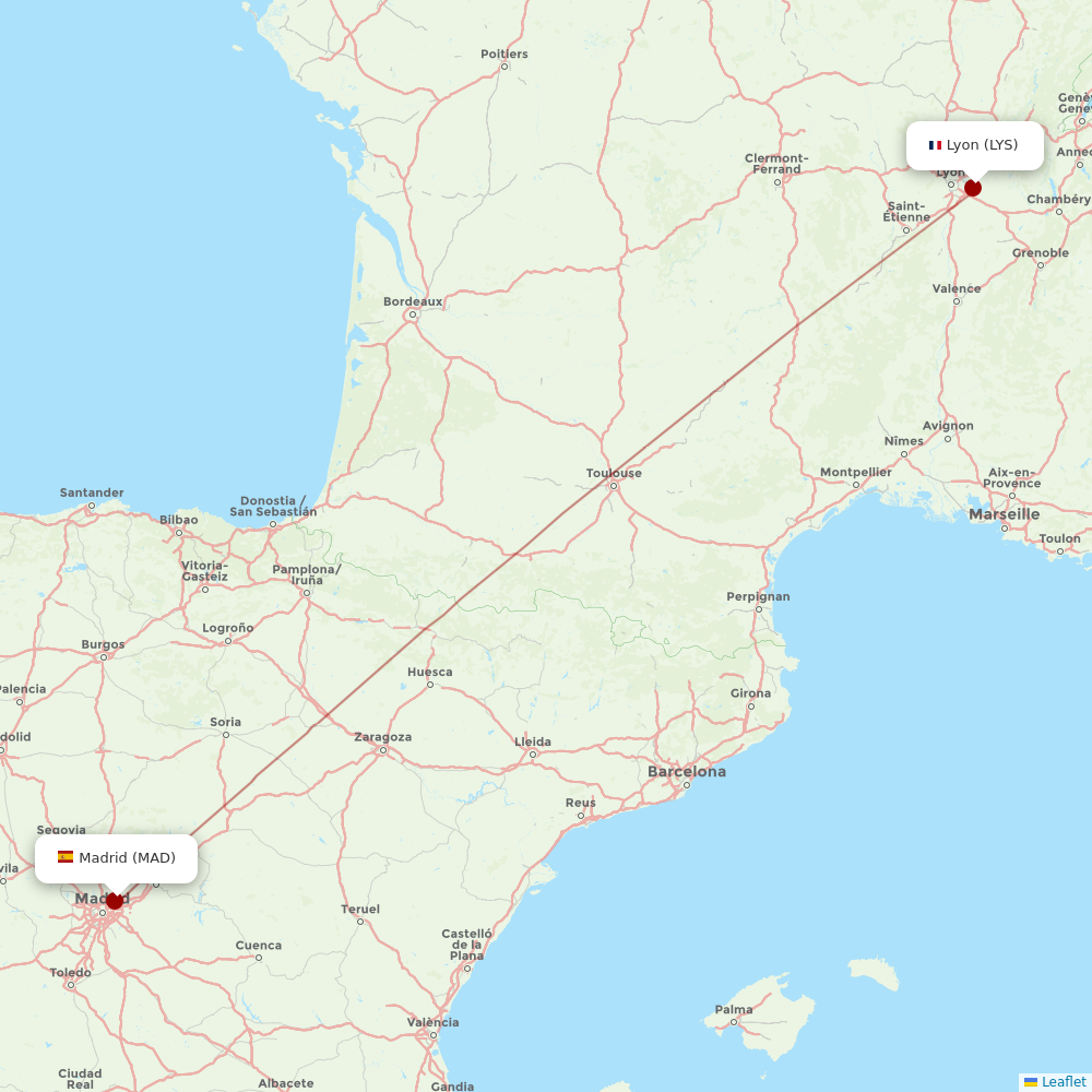 Iberia Express at LYS route map