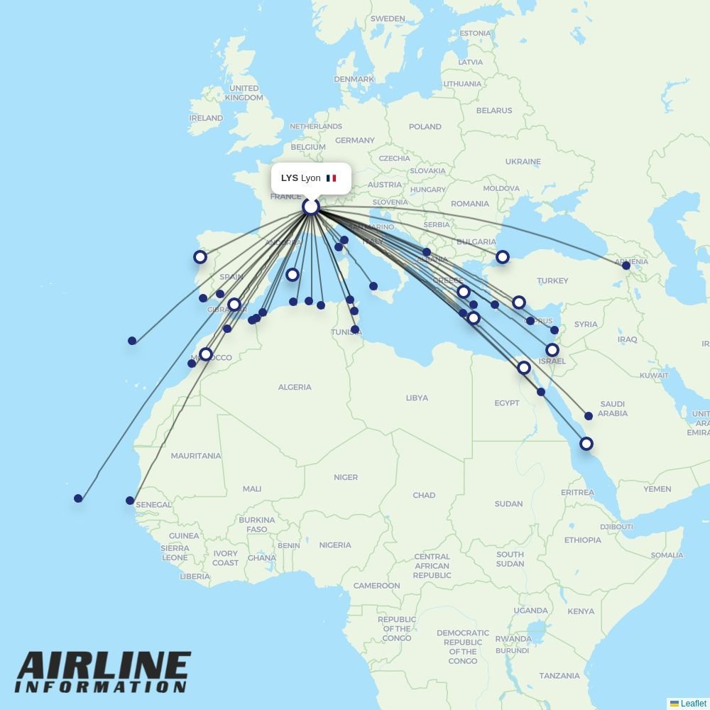 Transavia France routes from LYS