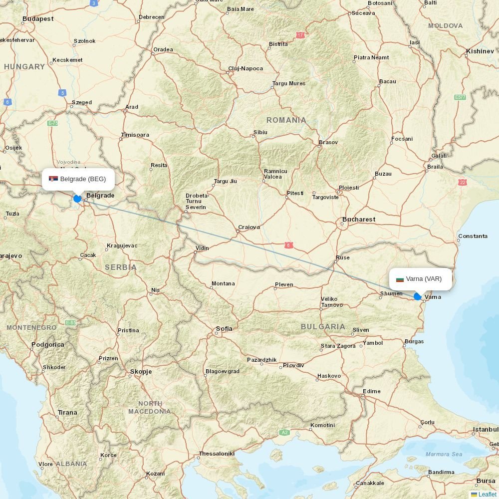 Air Corsica routes from LYS