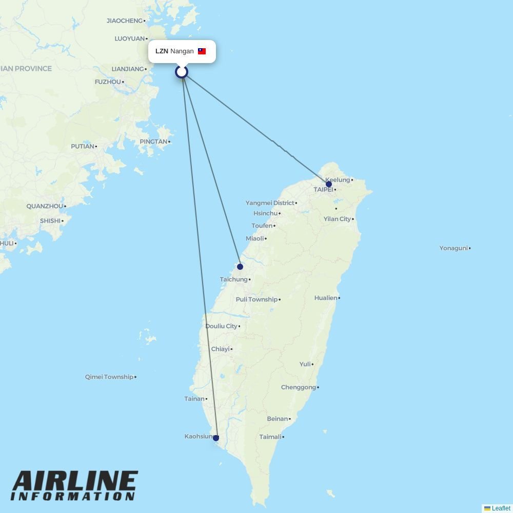 Mandarin Airlines routes from LZN