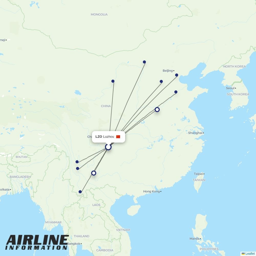 Lucky Air routes from LZO