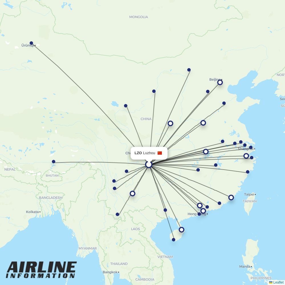 Air China routes from LZO