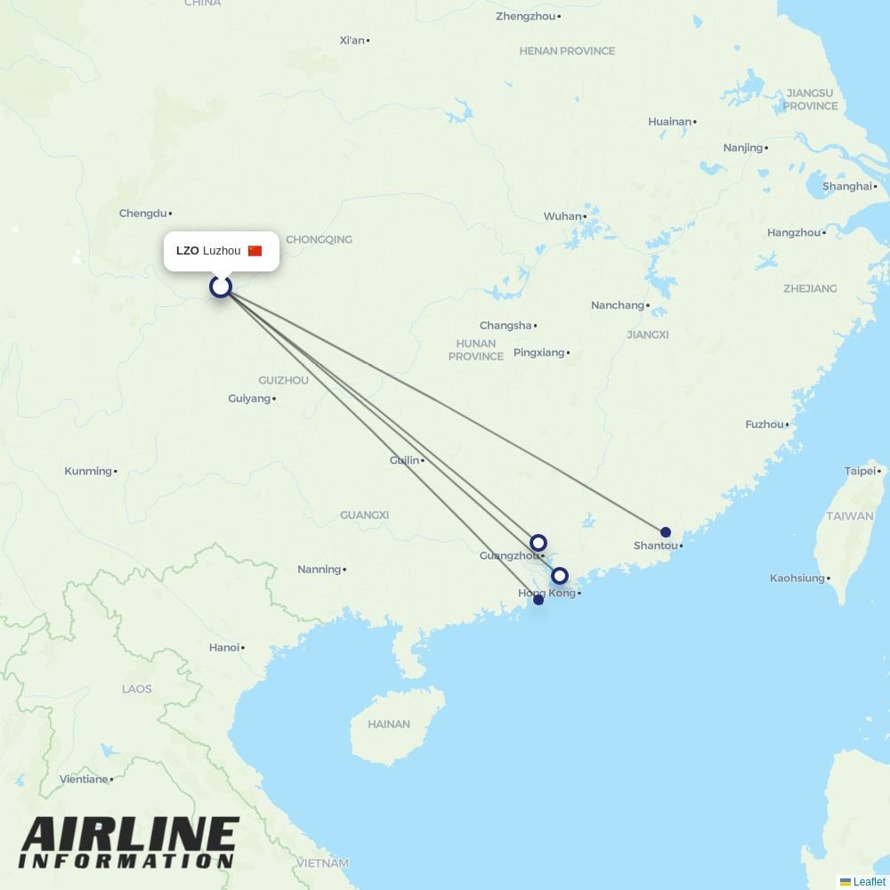 China Southern routes from LZO