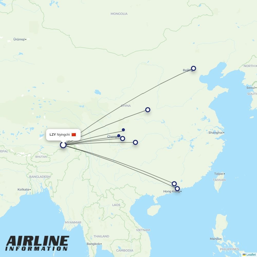 Air China routes from LZY