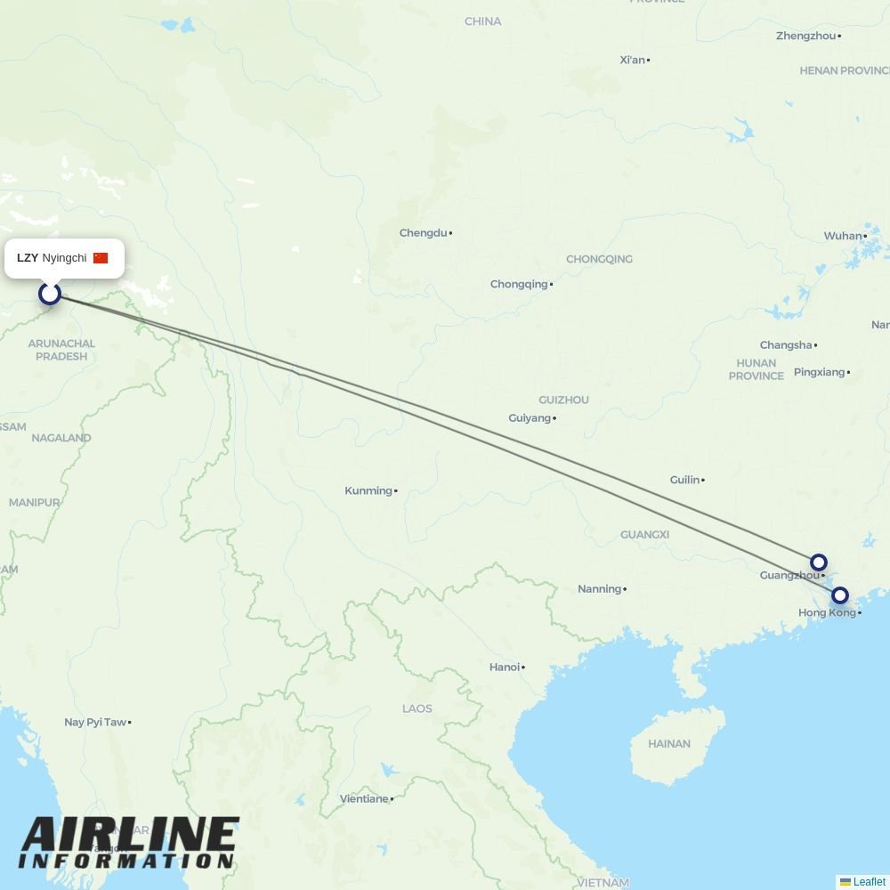 China Southern routes from LZY