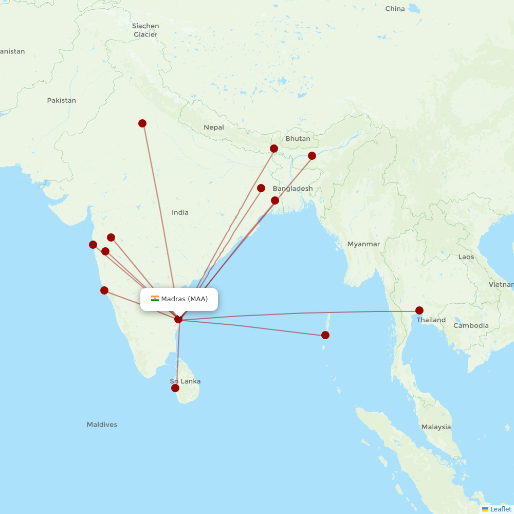 SpiceJet at MAA route map