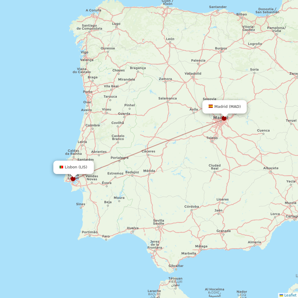 TAP Portugal at MAD route map