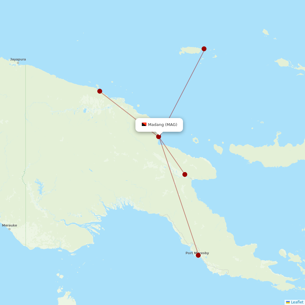 Air Niugini at MAG route map