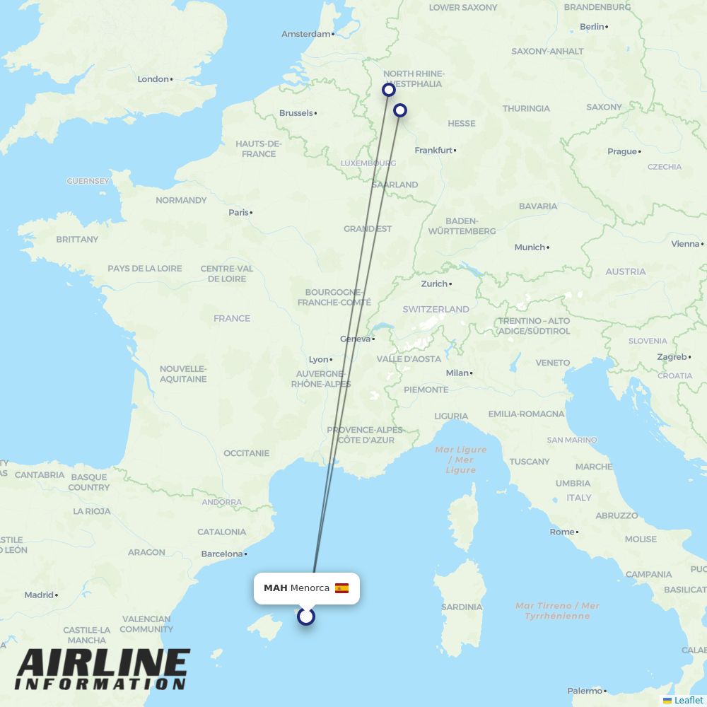 Eurowings routes from MAH