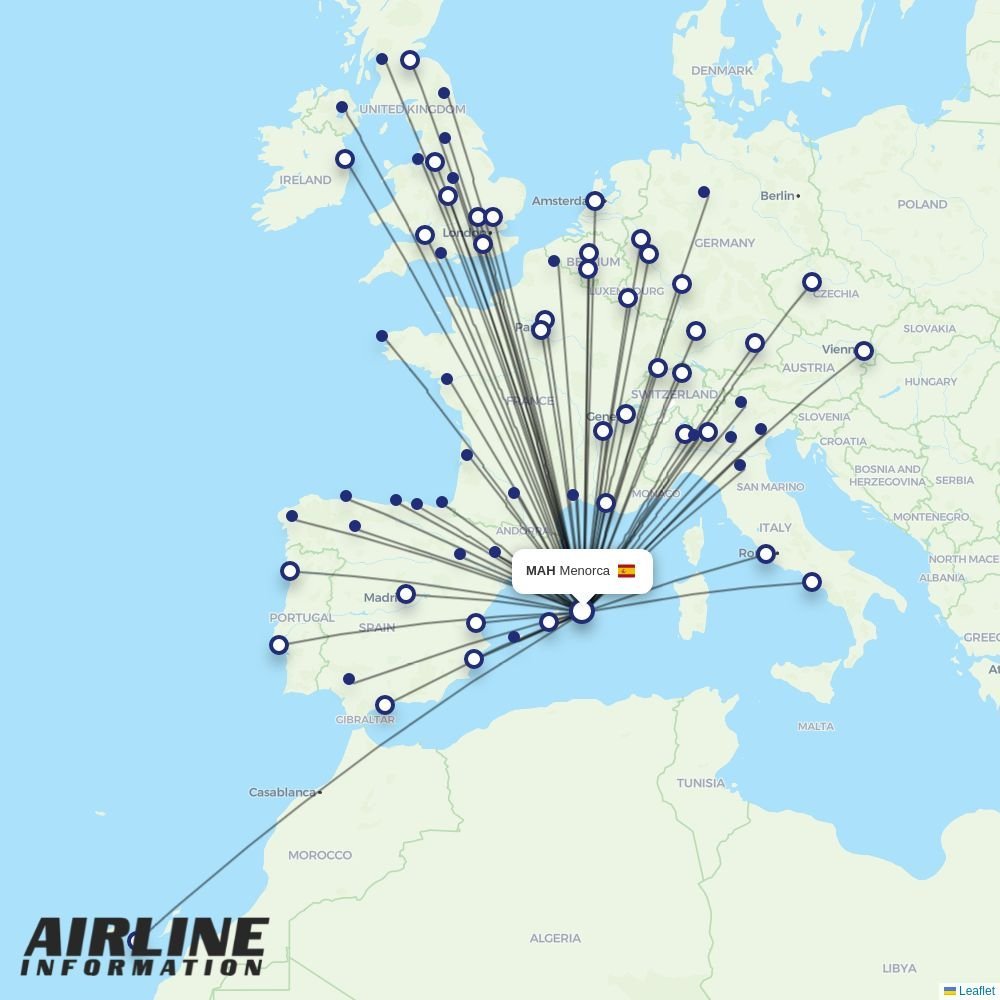 Neos routes from MAH