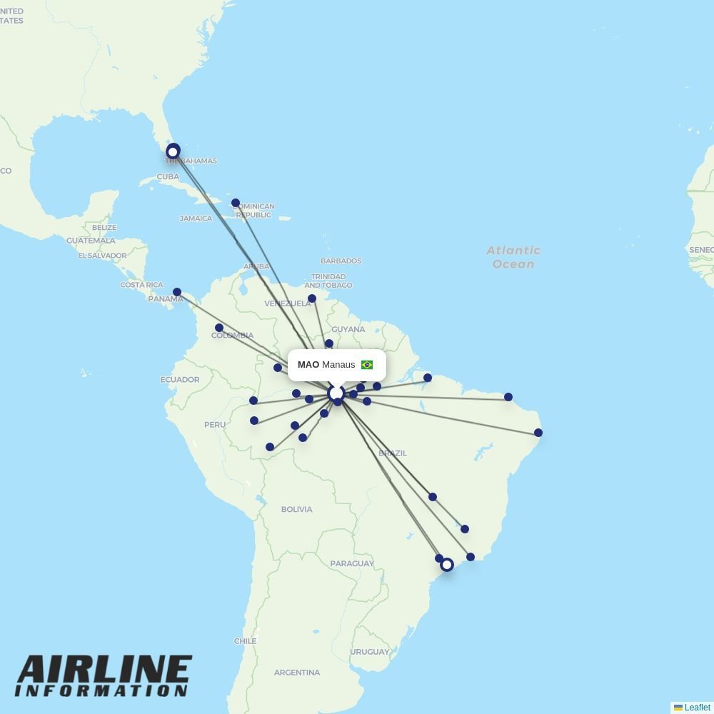 Azul routes from MAO
