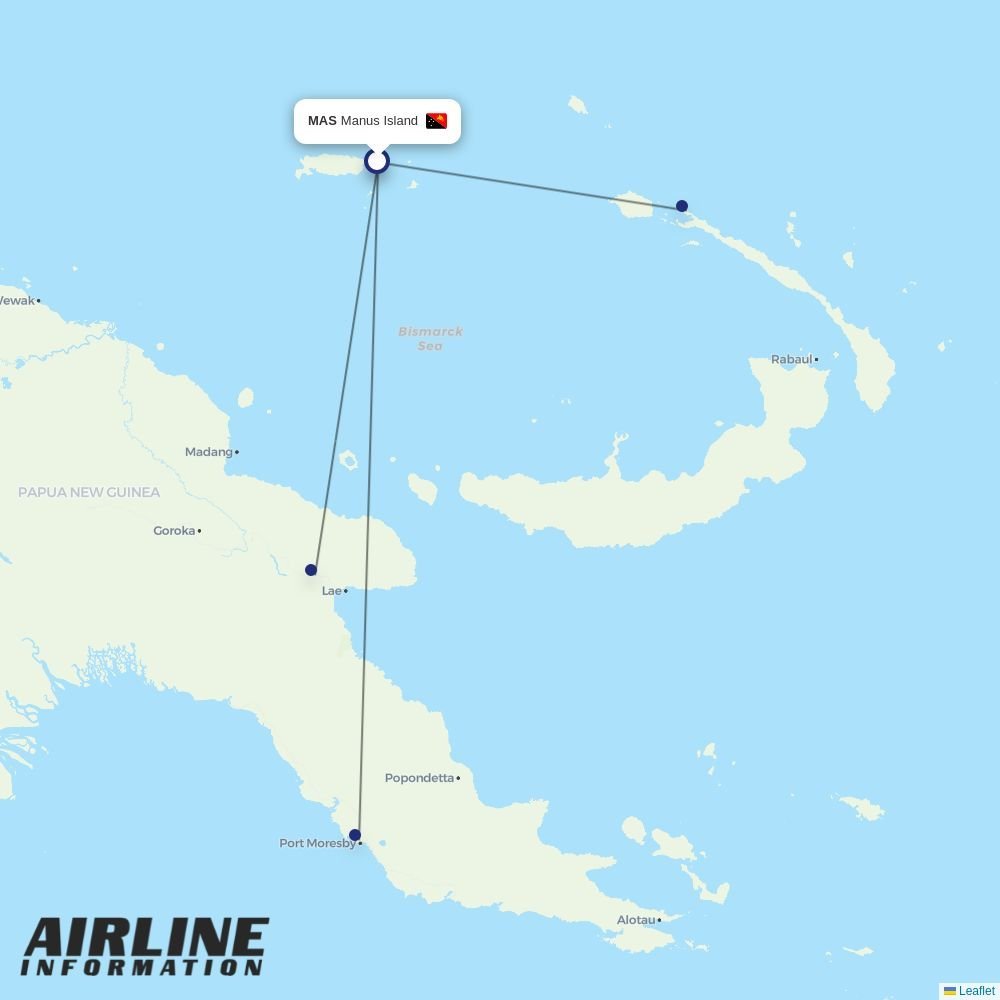 Air Niugini routes from MAS