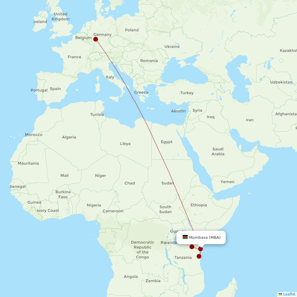 Airbus Transport International at MBA route map