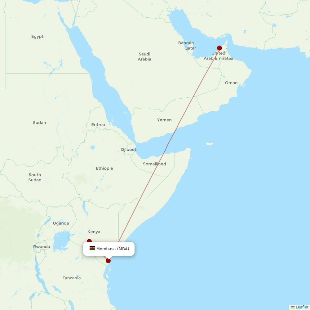 Kenya Airways at MBA route map