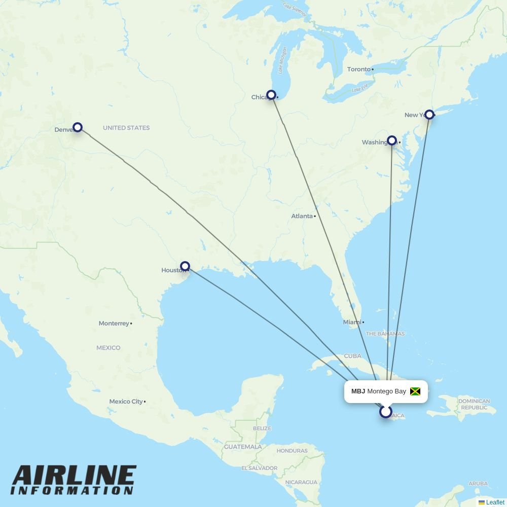 United routes from MBJ
