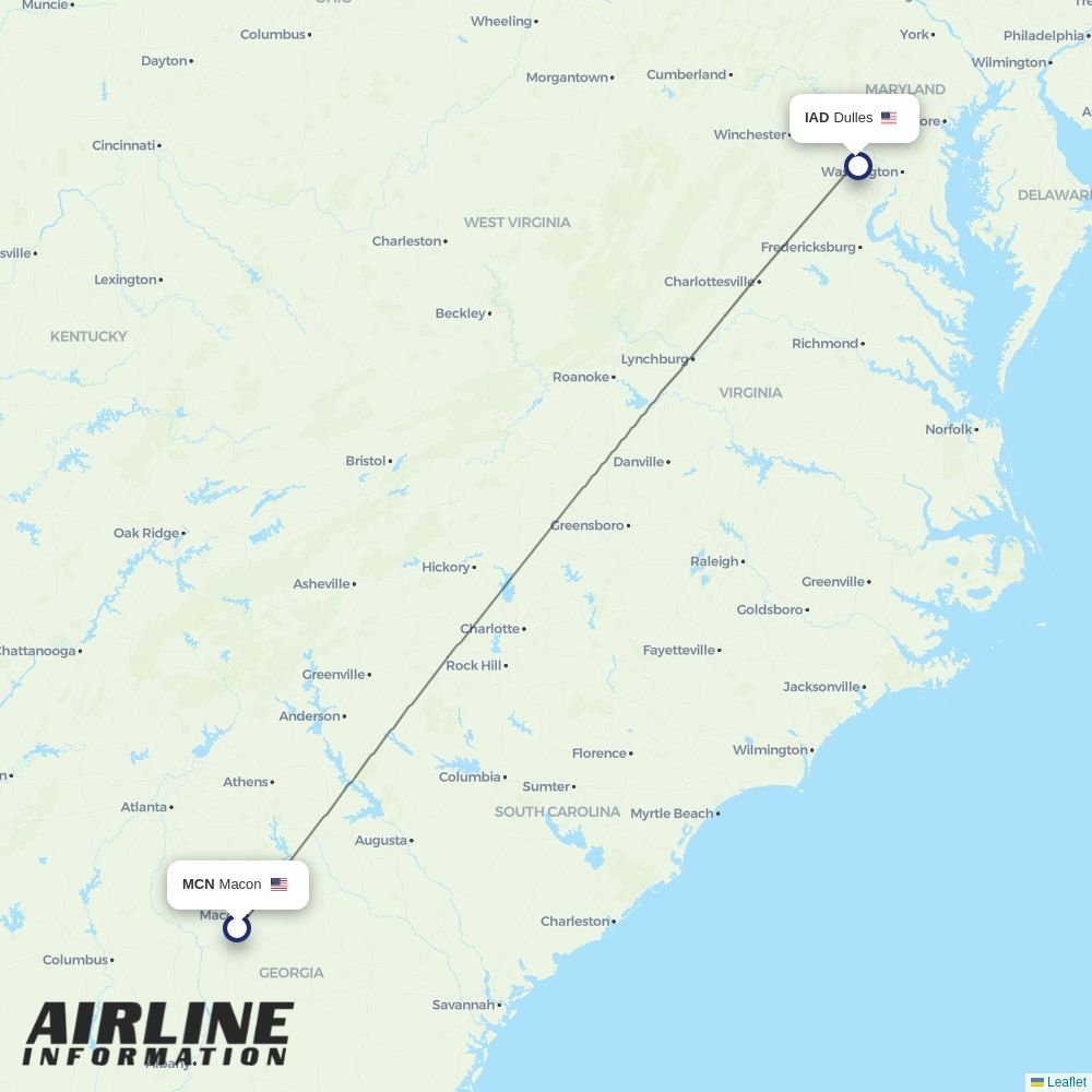 Contour Aviation routes from MCN