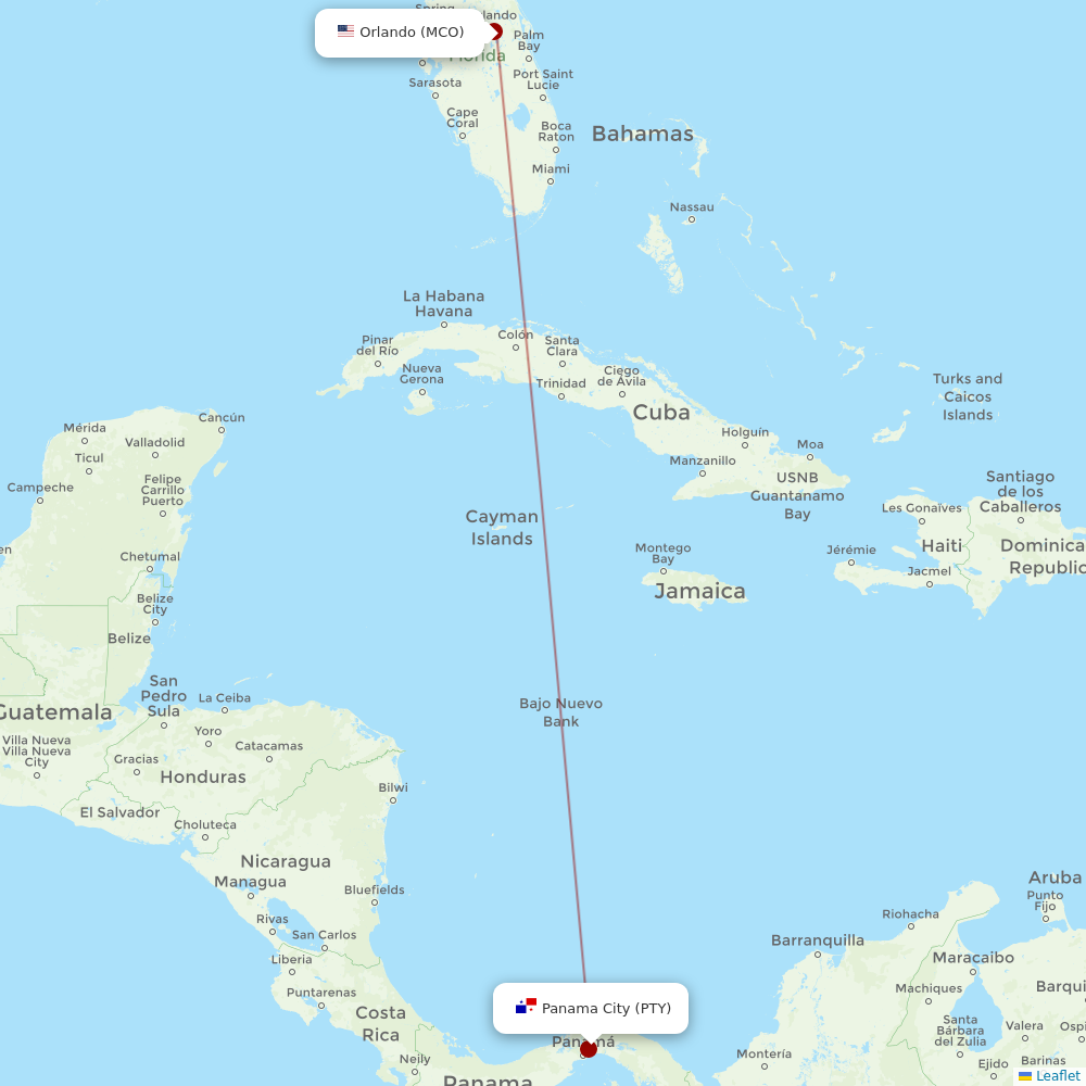 Copa Airlines at MCO route map