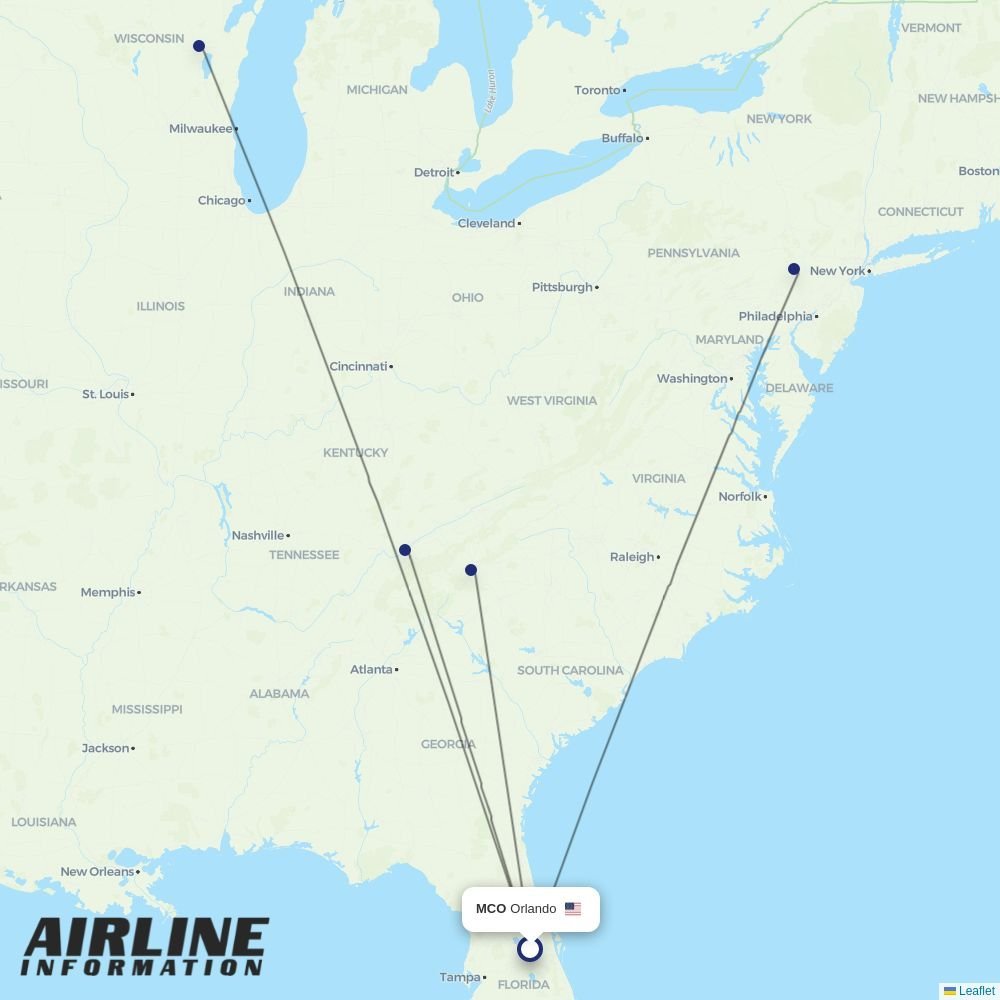 Allegiant routes from MCO