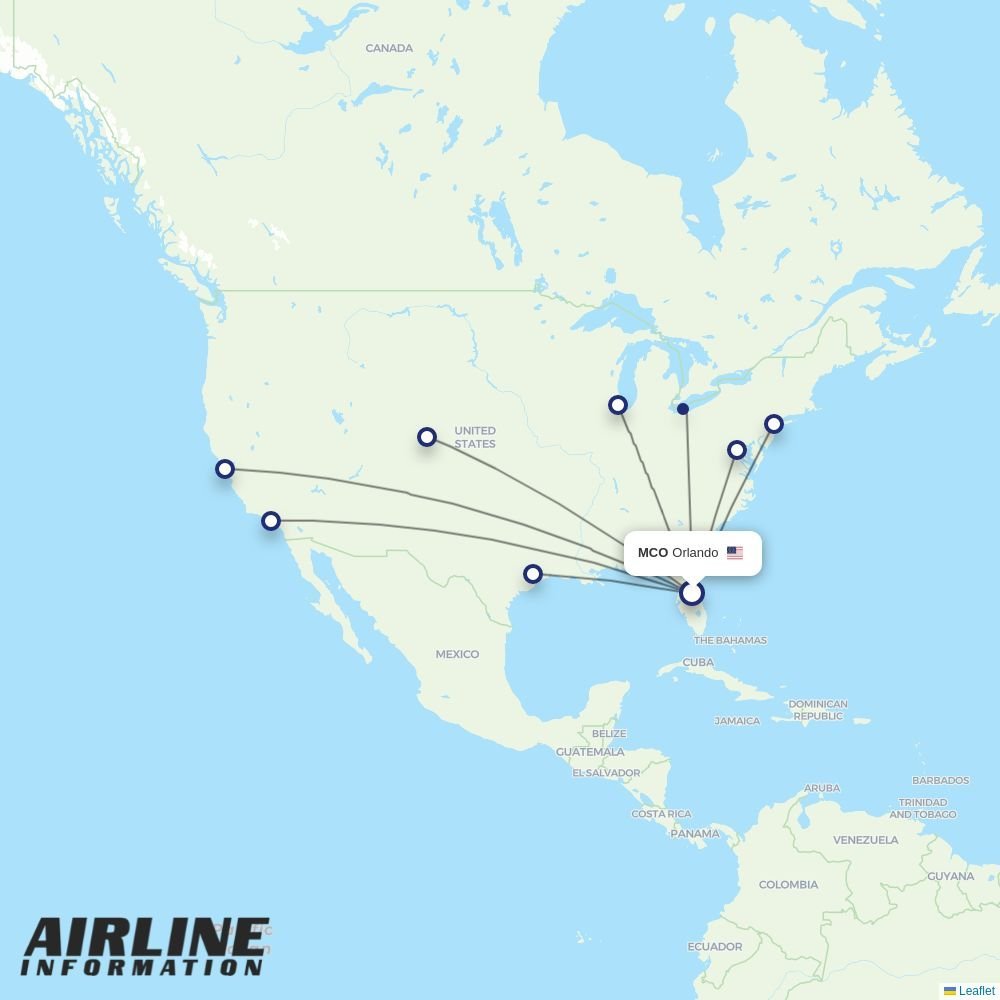 United routes from MCO
