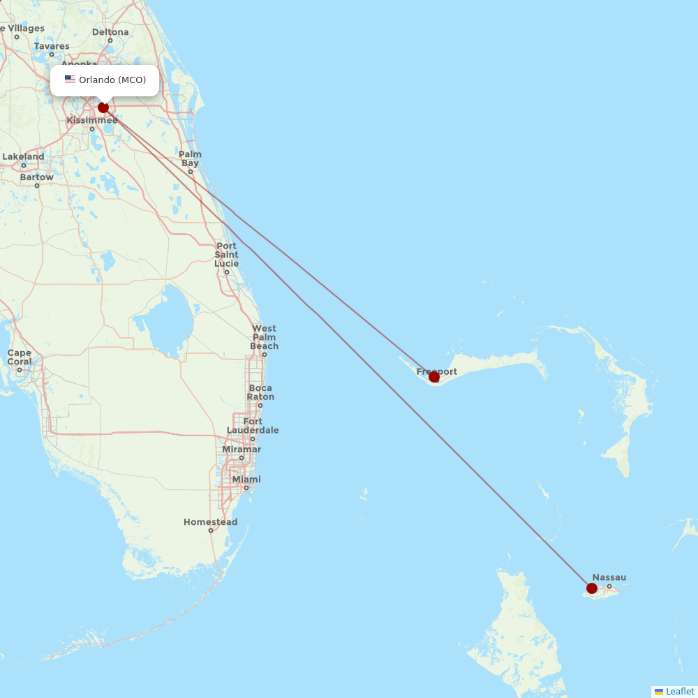 Bahamasair at MCO route map