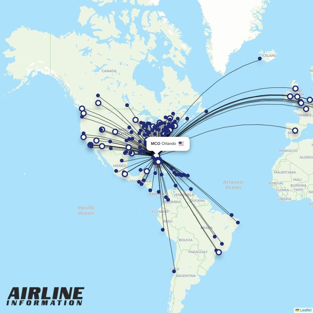Southwest routes from MCO